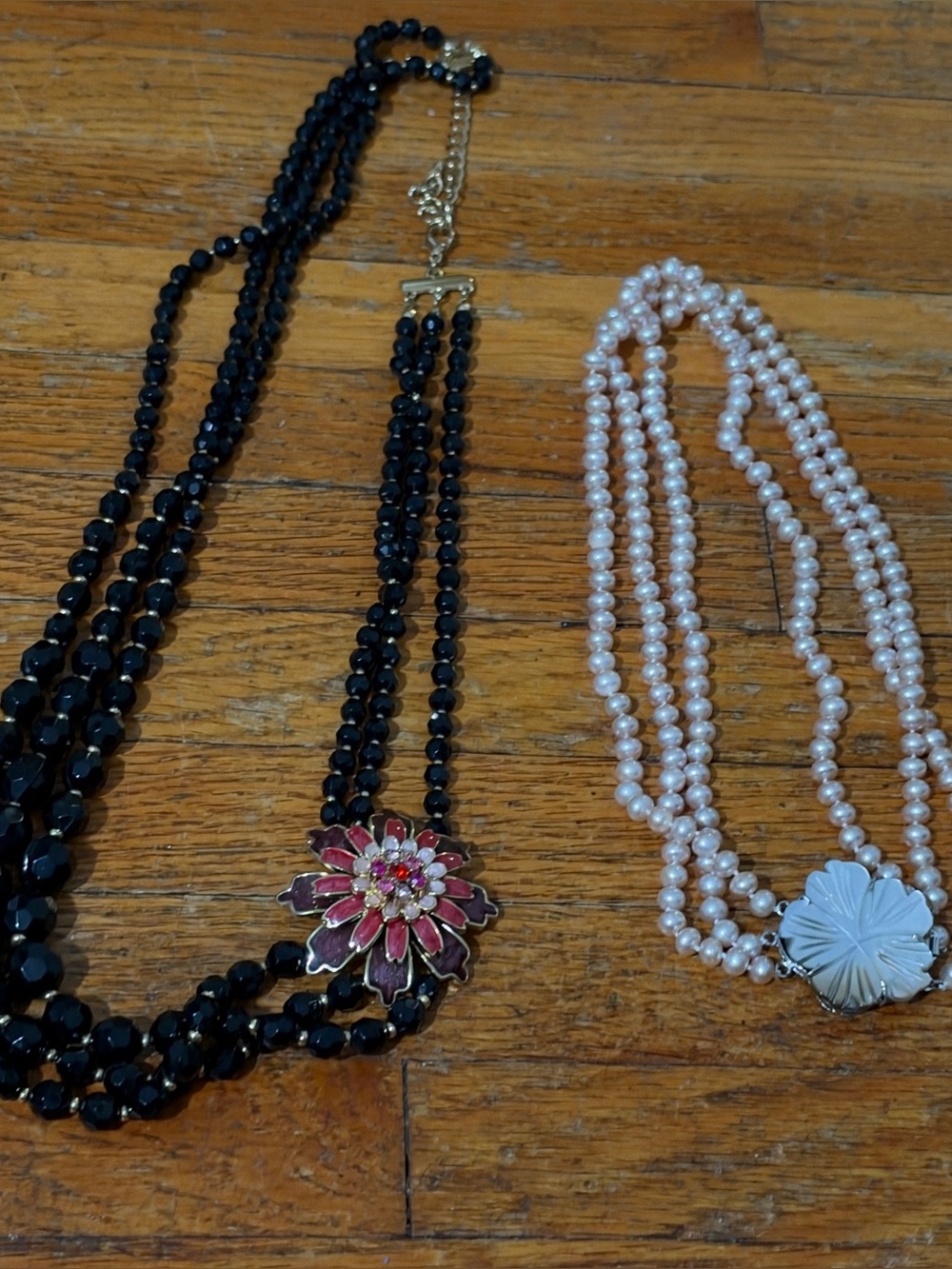 set of vintage beaded brooch necklaces